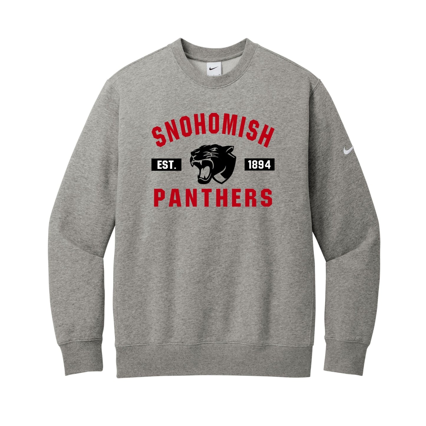 SHS Cheer Heritage Nike Club Fleece Sleeve Swoosh Crew - SHS-CHR-NIKE-CREW-HERITAGE-HGRAY
