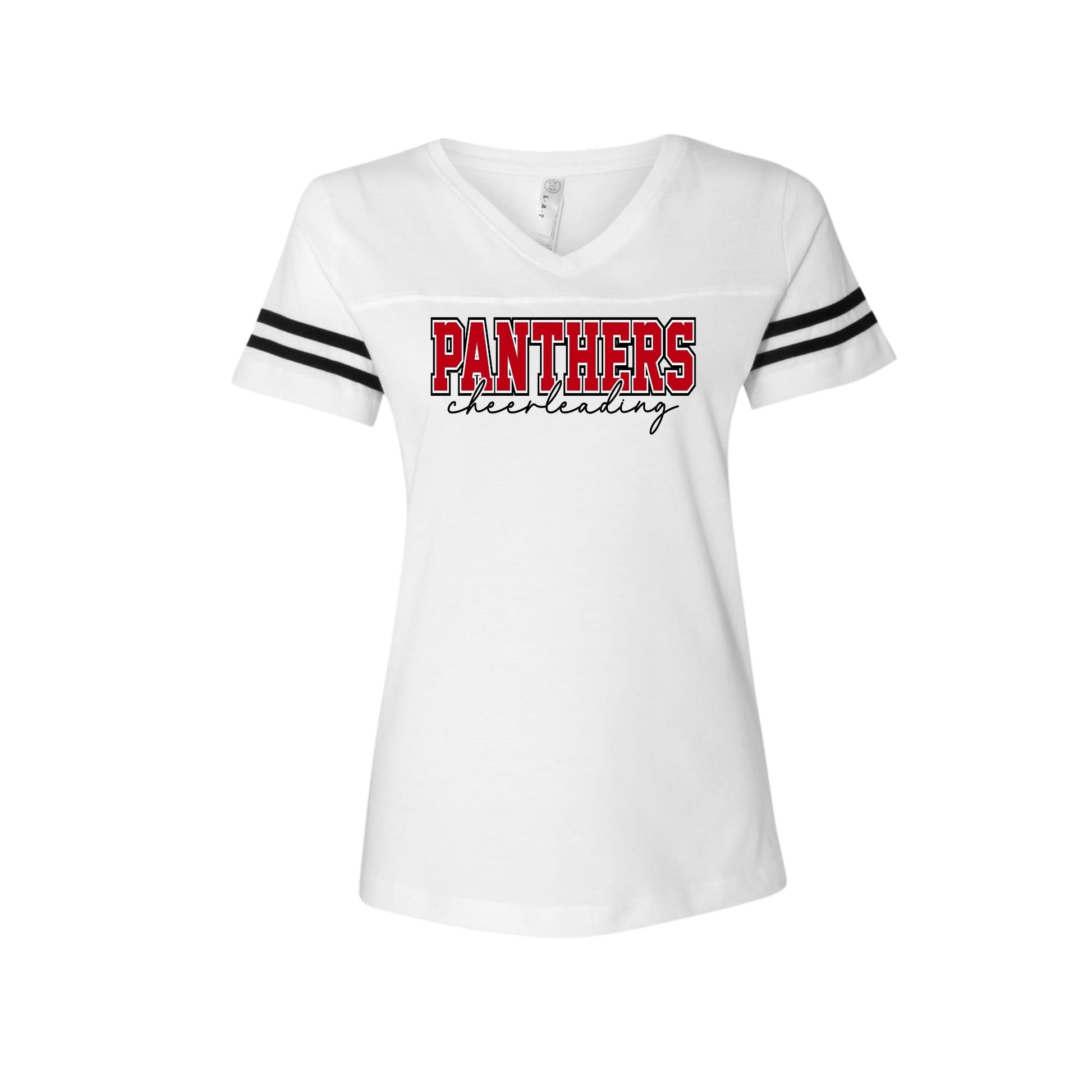 SHS Panthers Cheer Football V-Neck Tee - SHS-CHR-TEE-FBALL-WHT