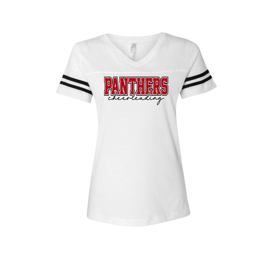 SHS Panthers Cheer Football V-Neck Tee - SHS-CHR-TEE-FBALL-WHT
