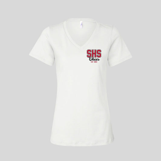 SHS Cheer Women's V-Neck Tee - SHS-CHR-TEE-VNECK-WHT